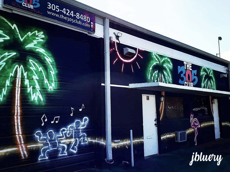 jbluery does mural for The 305 Club Party Venue in The Falls!