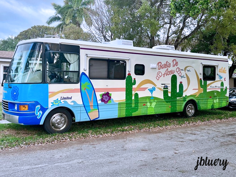 jbluery does a mural for famous boxer Barbie De Acero! Her RV gets a complete makeover!