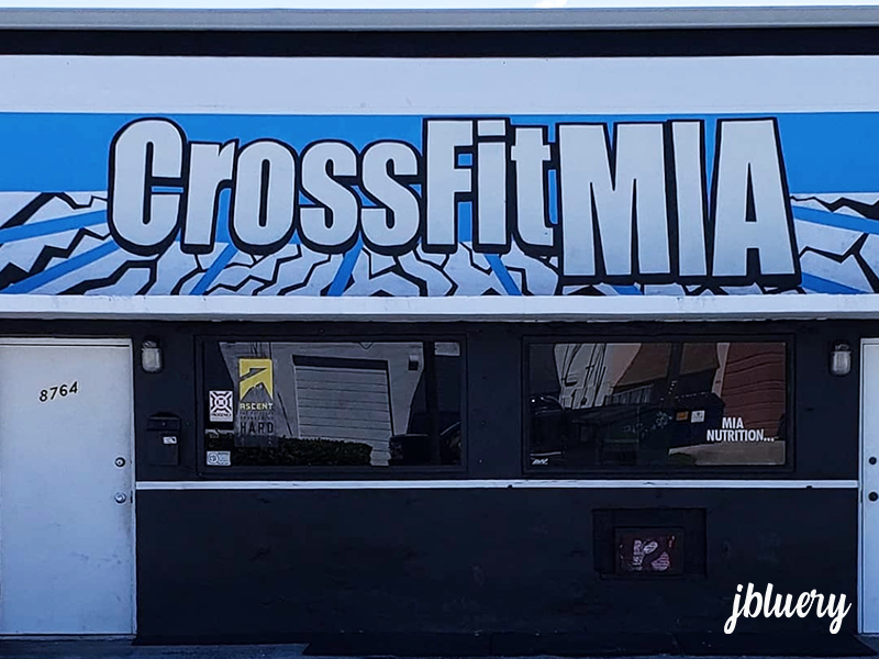 jbluery does mural for CrossFit Mia trainning facility in The Falls!