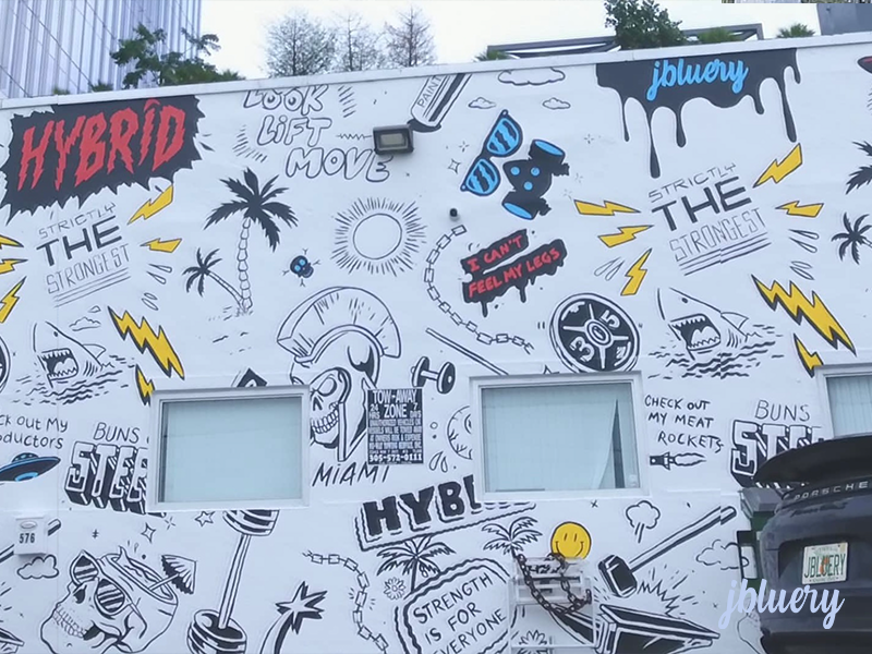 jbluery does mural for Dr. Stefi Cohen Famous Hybrid Performance Method Gym in Wynwood!