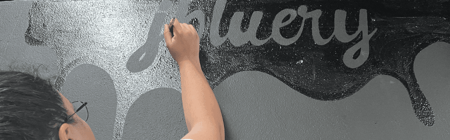 jbluery does a mural for derma v! Mural is featured in their new product launch!
